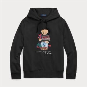 Polo Ralph Lauren Black Cotton Pullover Hoodie Men's xlt Polo Bear Graphic